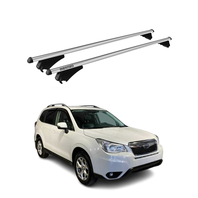 Portapacchi Menabo per Subaru Forester SJ 2013-2018 alluminio argento 2x