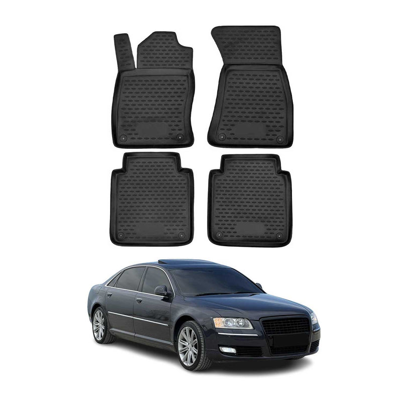Tappetini Audi A8 lunghi D3 2002-2010 in TPE nero, 4 pezzi