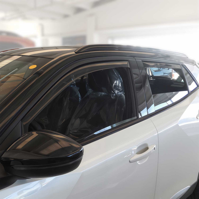 Deflettore antivento e antipioggia per Peugeot 2008 2020-2025 in acrilico scuro, 4 pezzi