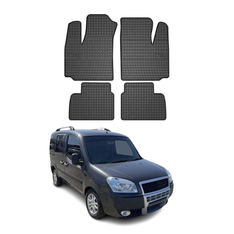 Tappetini in gomma neri per Fiat Doblo 2000-2010, 4 pezzi