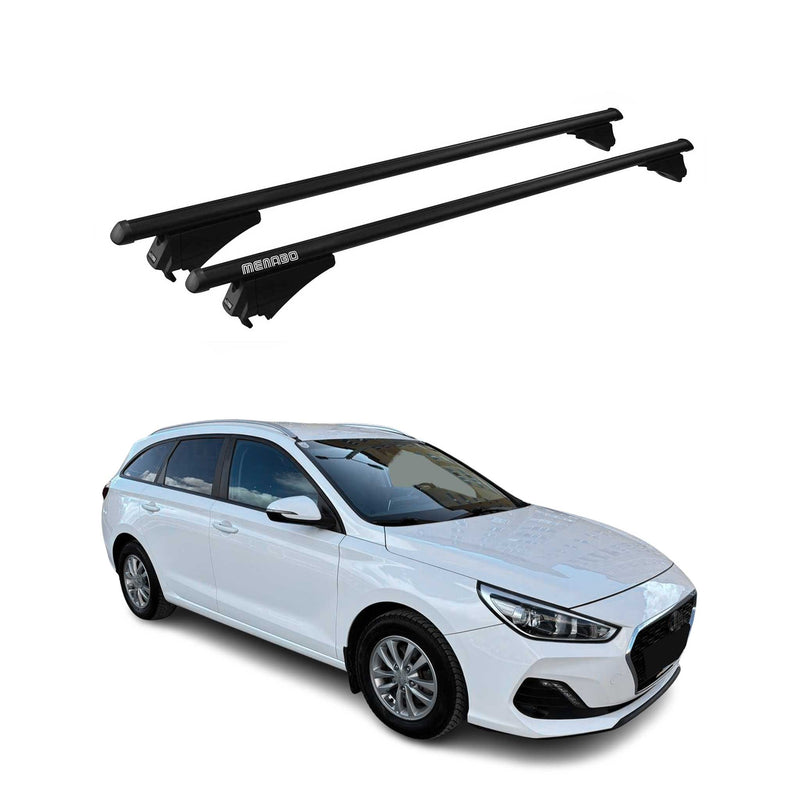 Portapacchi Menabo per Hyundai i30 Wagon 2016-2020 ABE alluminio nero 2x