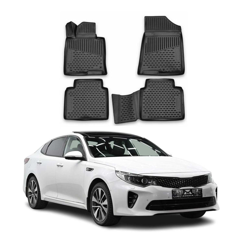 Tappetini Kia Optima 2015-2021 in TPE nero, 4 pezzi