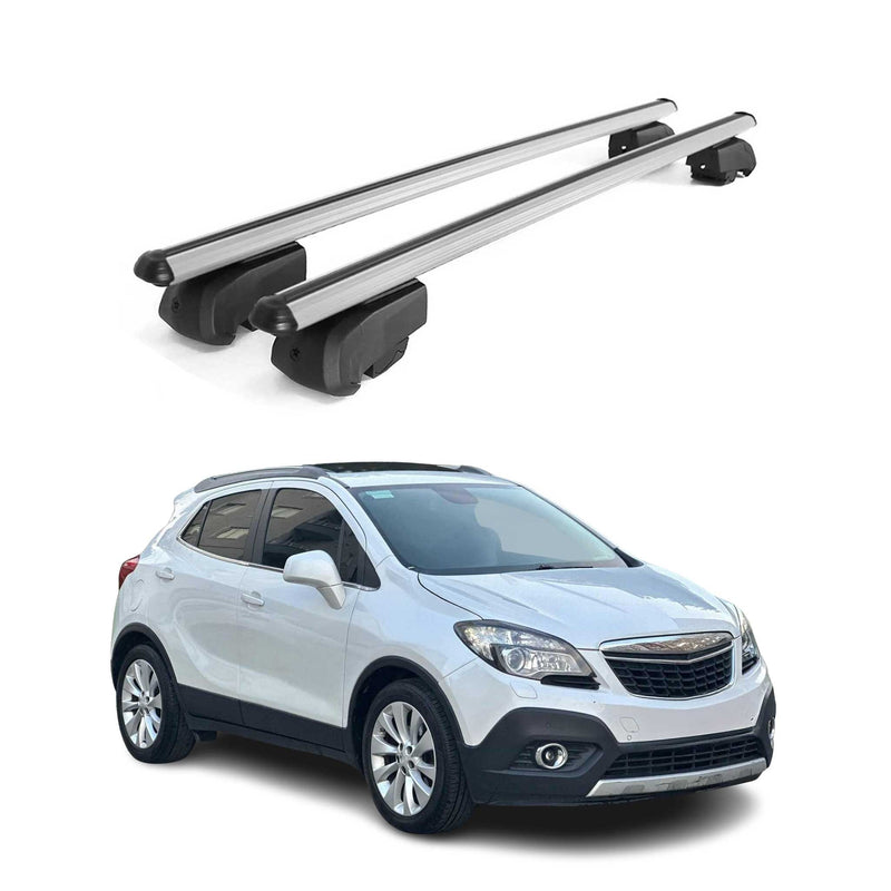 Portapacchi da tetto per Opel Mokka A 2012-2019 ABE alluminio argento 2x