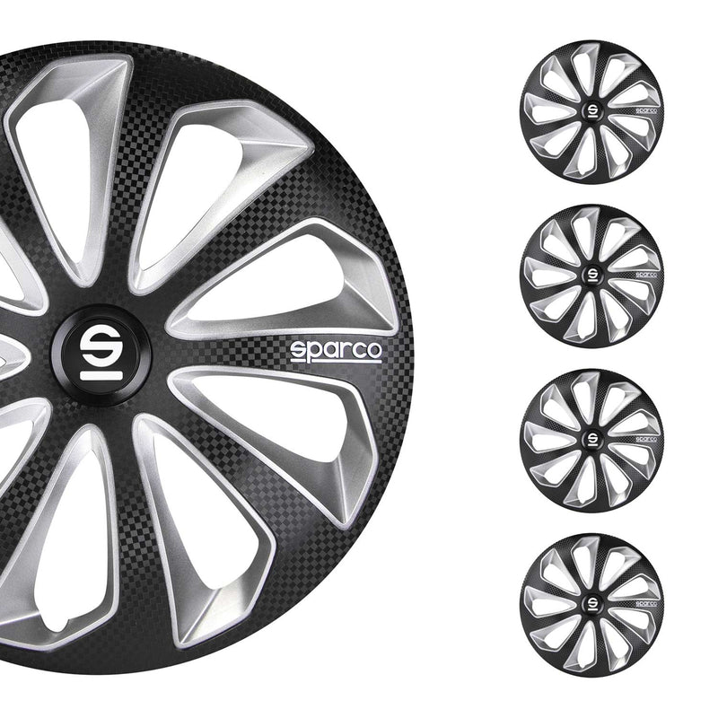 Coprimozzi Sparco 16 pollici Sicilia Nero Carbonio Argento 4 pezzi