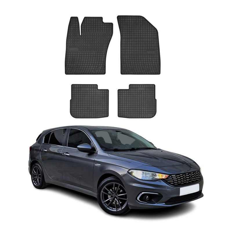 Tappetini in gomma per Fiat Tipo Hatchback 2016-2020, neri, 4 pezzi