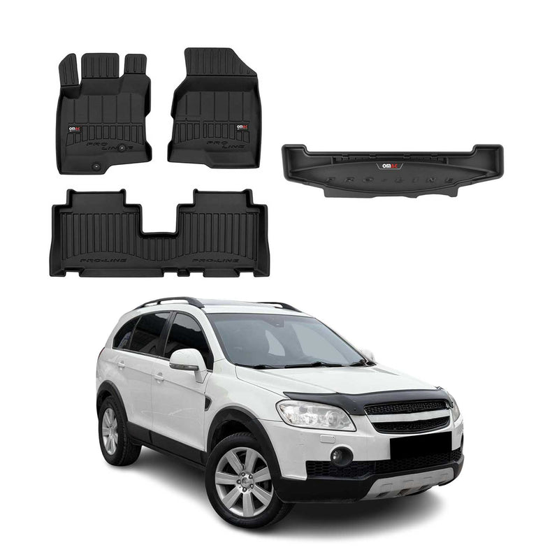 Tappetini e vaschetta per bagagliaio OMAC per Chevrolet Captiva 2006-2018, terza fila, in gomma