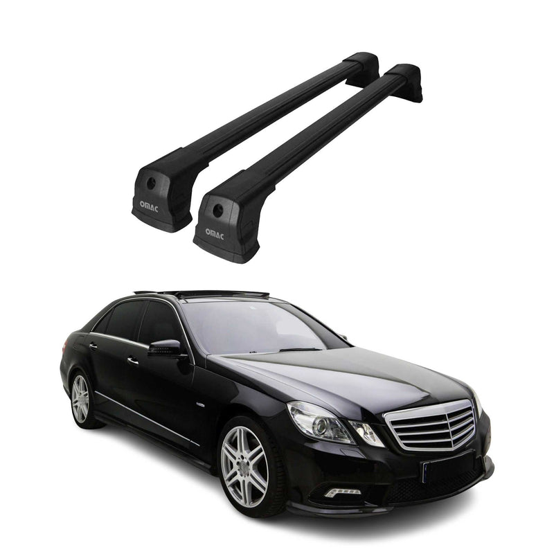 Portapacchi da tetto in alluminio nero per Mercedes Classe E W212 2009-2016, 2 pezzi