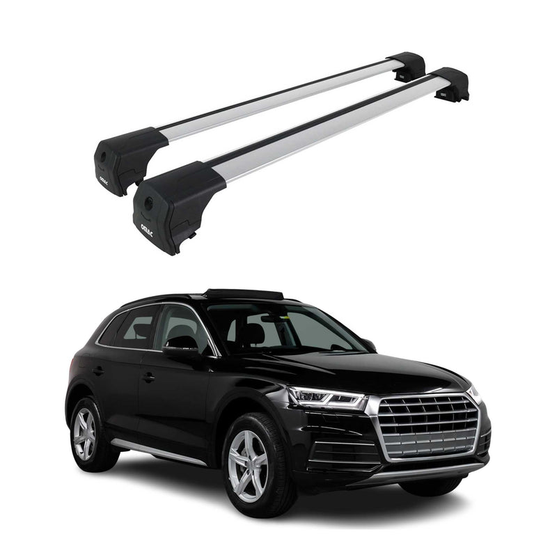 Portapacchi da tetto per Audi Q5 FY 2017-2024 ABE Alu Silver 2x