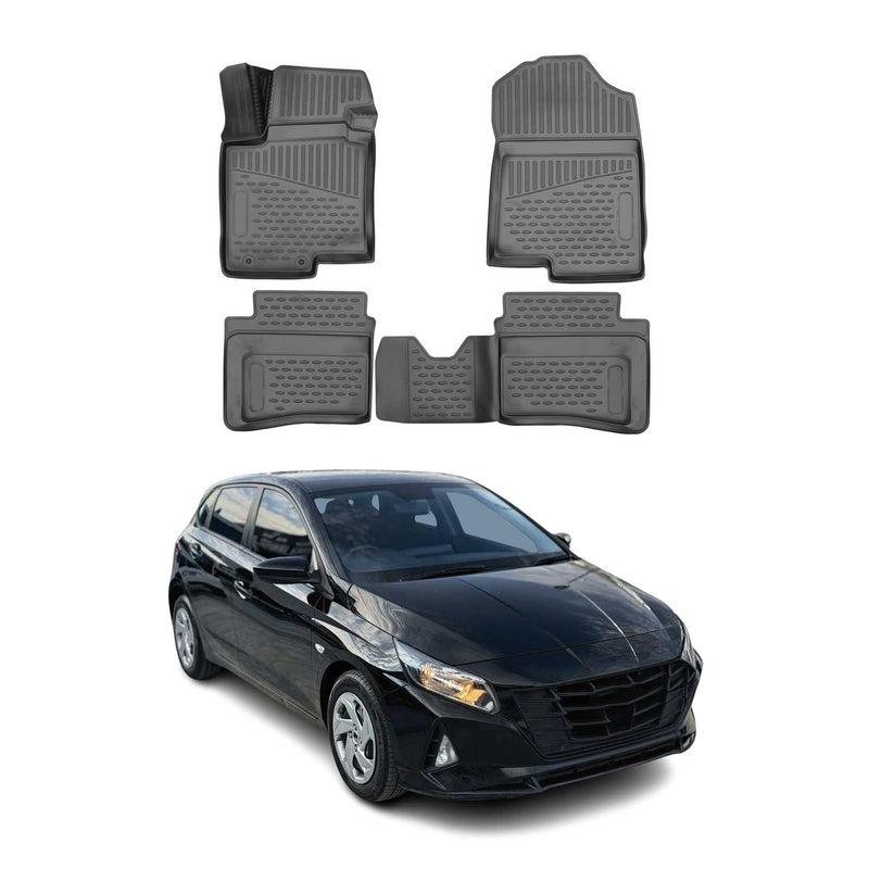 Tappetini Hyundai i20 2020-2025 in TPE nero, 4 pezzi