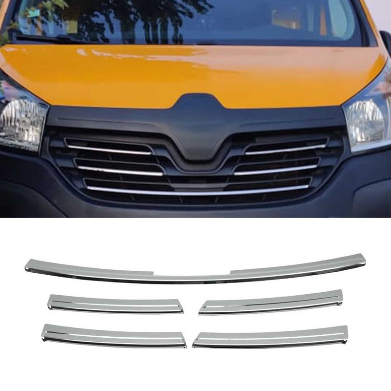 Kühlergrill Leisten Grillleisten für Renault Trafic III Edelstahl Silber 5tlg
