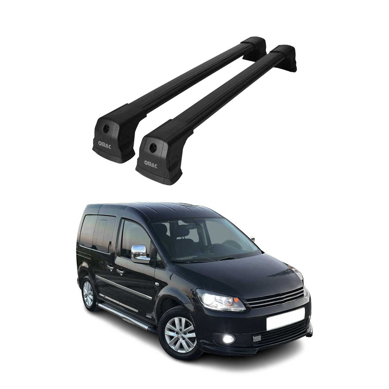 Dachträger Gepäckträger für VW Caddy 2003-2015 Grundträger Aluminium Schwarz 2x