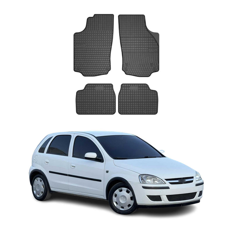 Tappetini in gomma neri per Opel Corsa C 2000-2006, 4 pezzi.