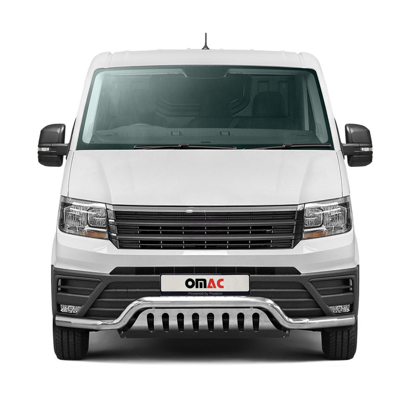 Protezione anteriore per VW Crafter 2017-2025 in acciaio inox con ABE argento