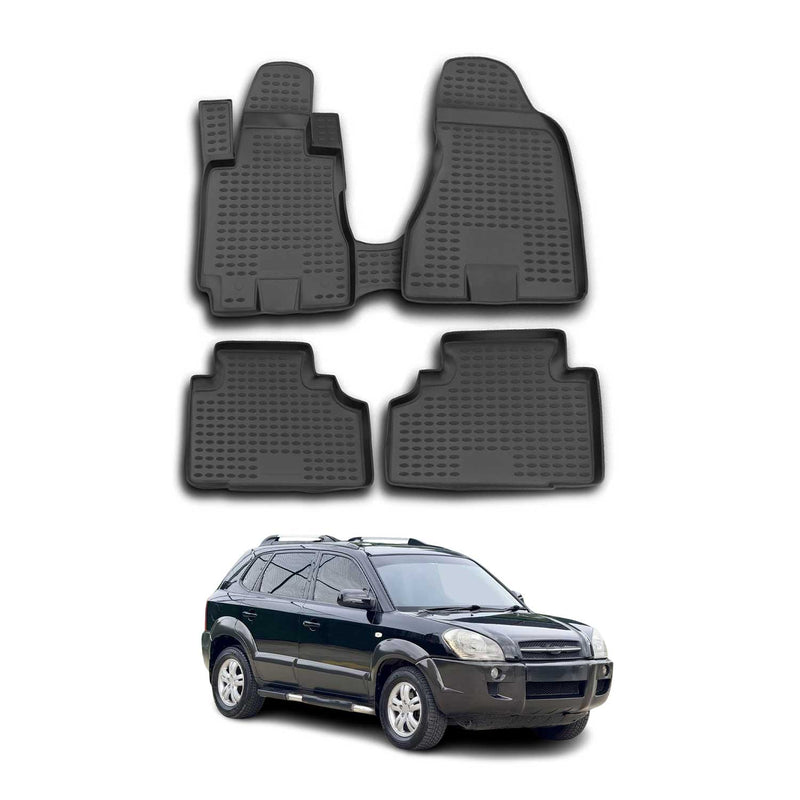 Tappetini Hyundai Tucson 2004-2010 in TPE nero, 4 pezzi