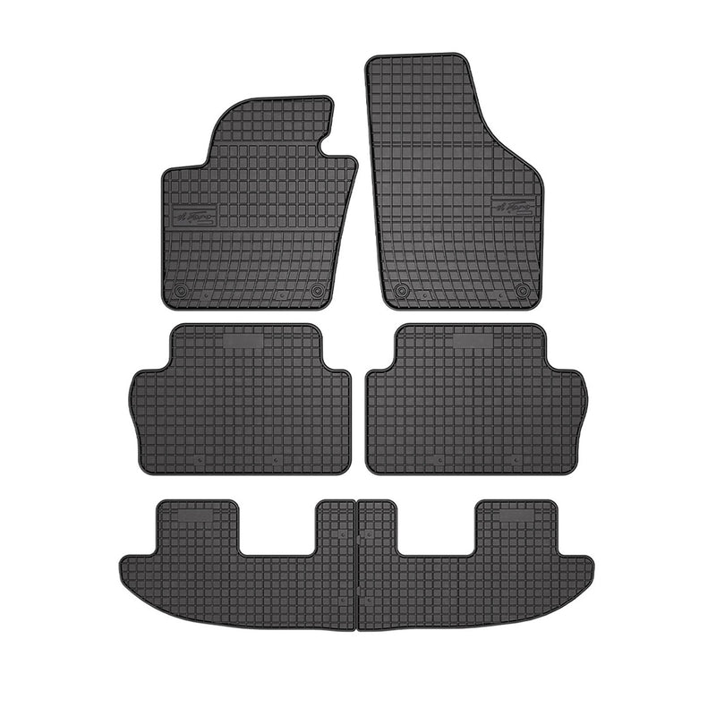 Tappetini in gomma 3D neri per VW Sharan II 2010-2023, 6 pezzi.