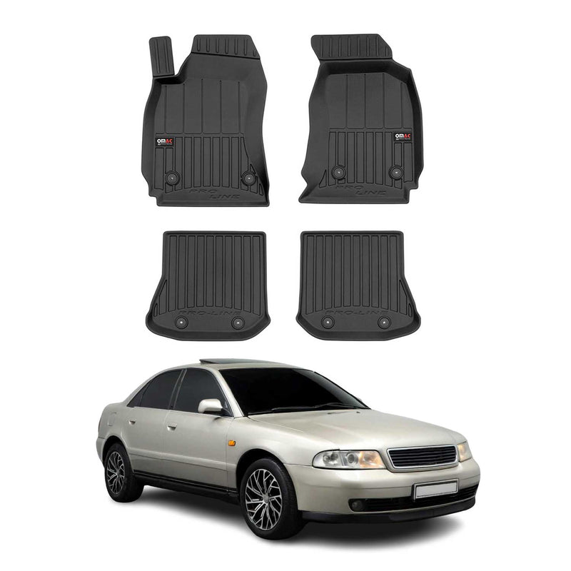 Tappetini in TPE neri per Audi A4 Limo Avant 8D B5 1994-2001, 4 pezzi.