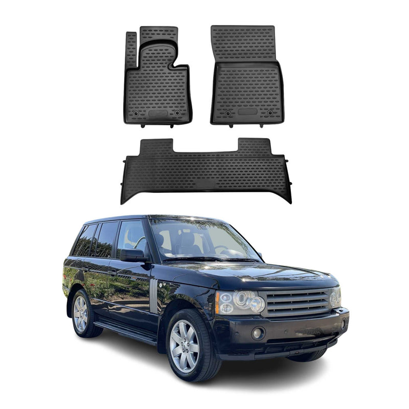 Tappetini per Land Rover Range Rover 2002-2010 in TPE nero, 3 pezzi