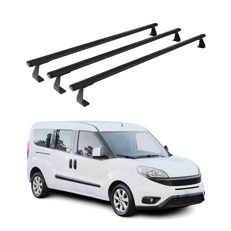 Dachträger Gepäckträger Relingträger für Fiat Doblo 2010-2021 Alu Schwarz 3x
