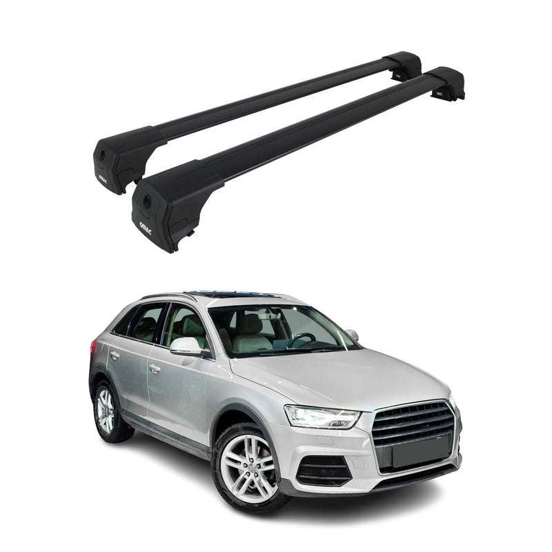 Portapacchi da tetto per Audi Q3 8U 2011-2018 ABE portapacchi base in alluminio nero