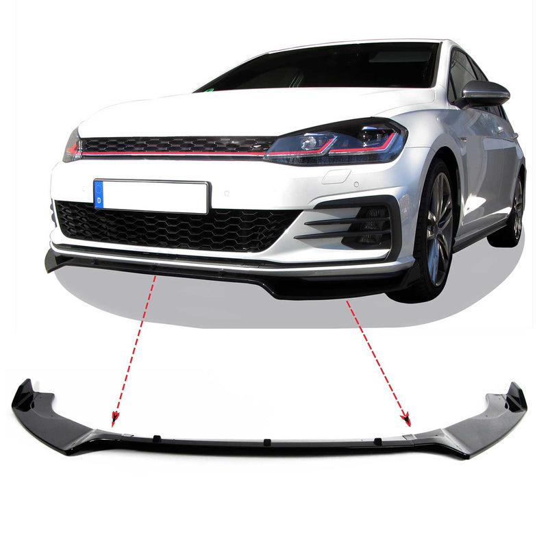 Spoiler anteriore JOM per VW Golf 7 GTi modello 2012-2018, nero lucido