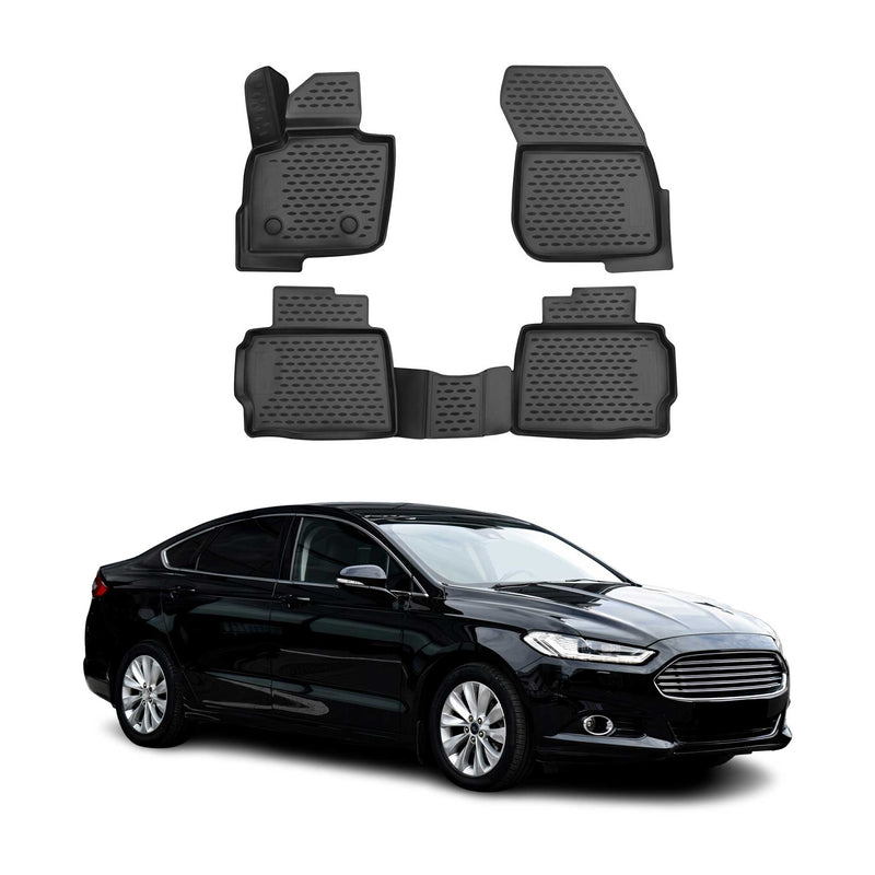Tappetini Ford Mondeo MK5 2014-2022 in TPE nero, 4 pezzi