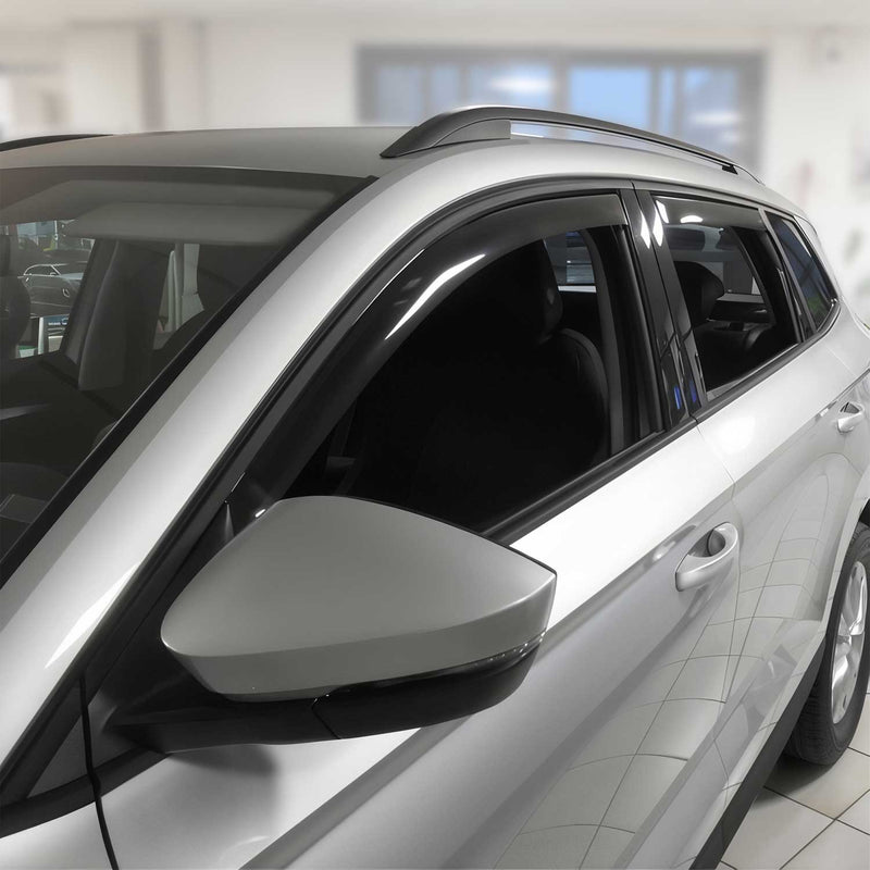 Deflettore antivento e antipioggia per Skoda Karoq 2018-2025 in acrilico scuro, 4 pezzi