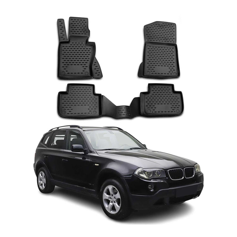 Tappetini BMW X3 E83 2003-2010 in TPE nero, 4 pezzi