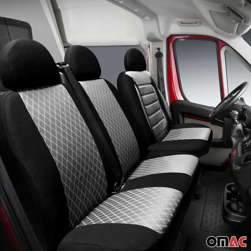 Coprisedili per Fiat Doblo 2010-2014 Grigio Nero 2+1 Anteriori