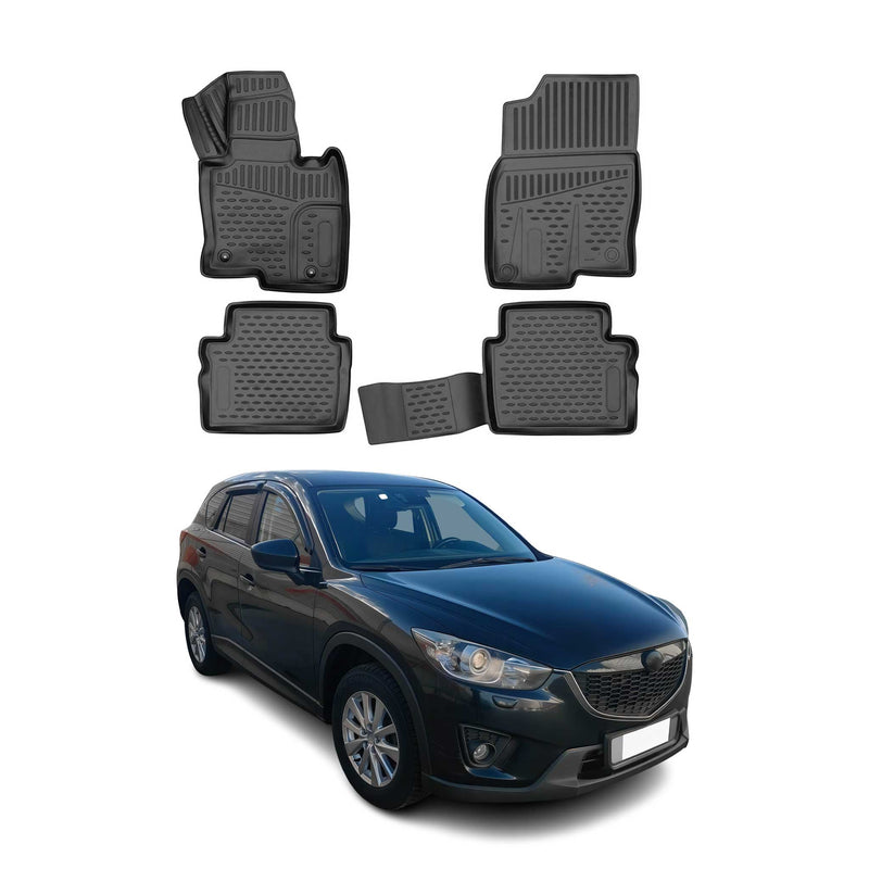 Tappetini Mazda CX-5 RHD 2012-2017 in TPE nero, 4 pezzi