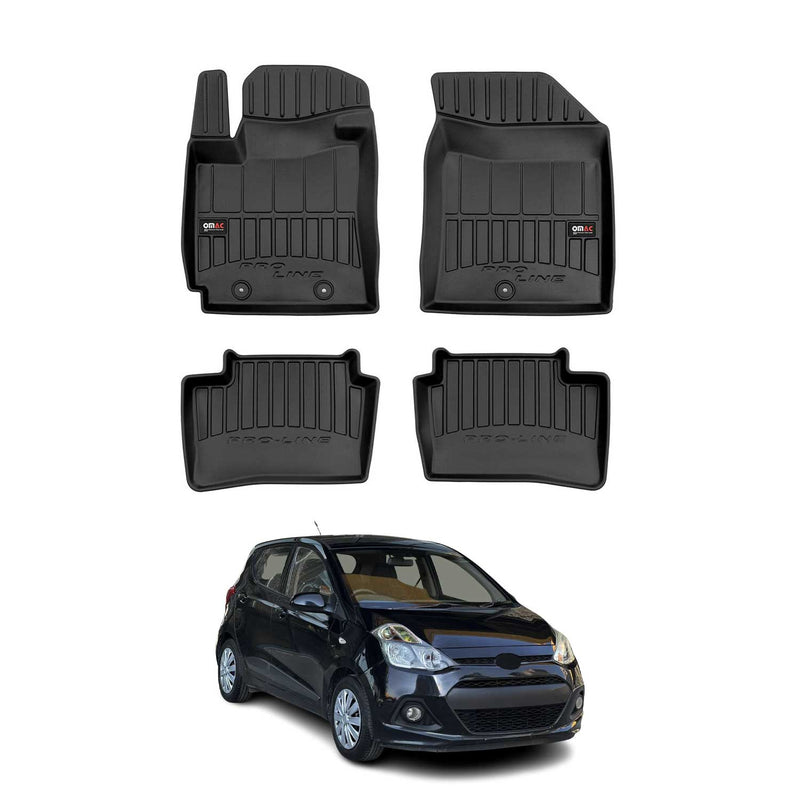 Tappetini Hyundai i10 2013-2019 in TPE nero, 4 pezzi