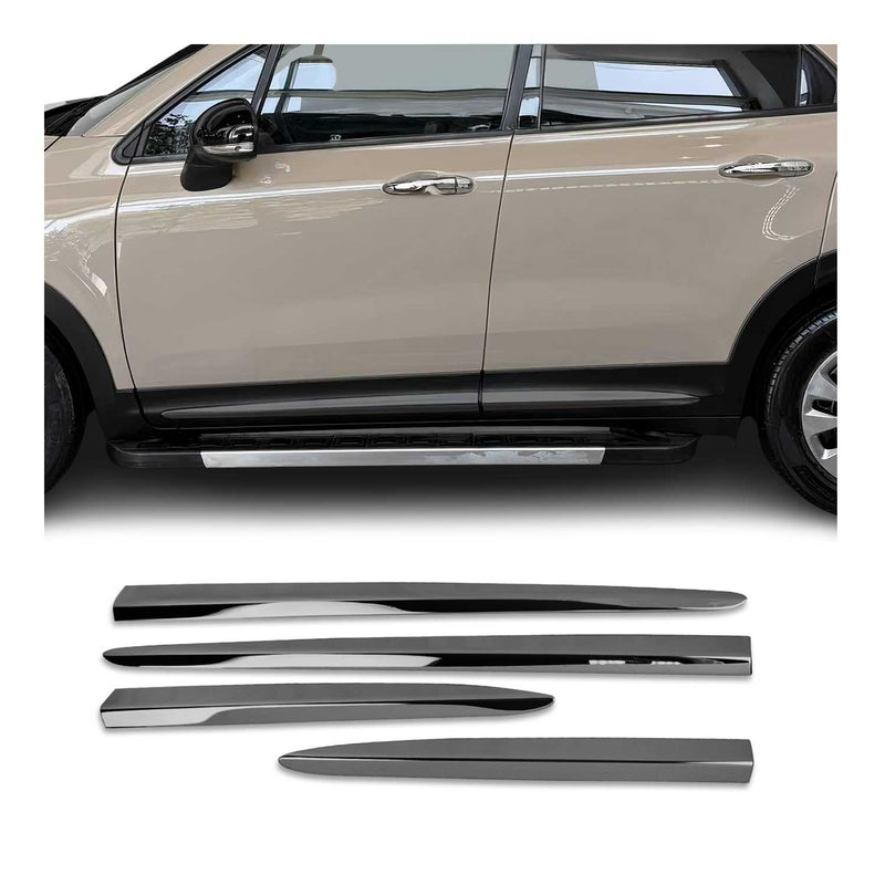 Seitentürleiste Türschutzleiste für Fiat 500X 2015-2025 Chrom Stahl Dunkel 4x