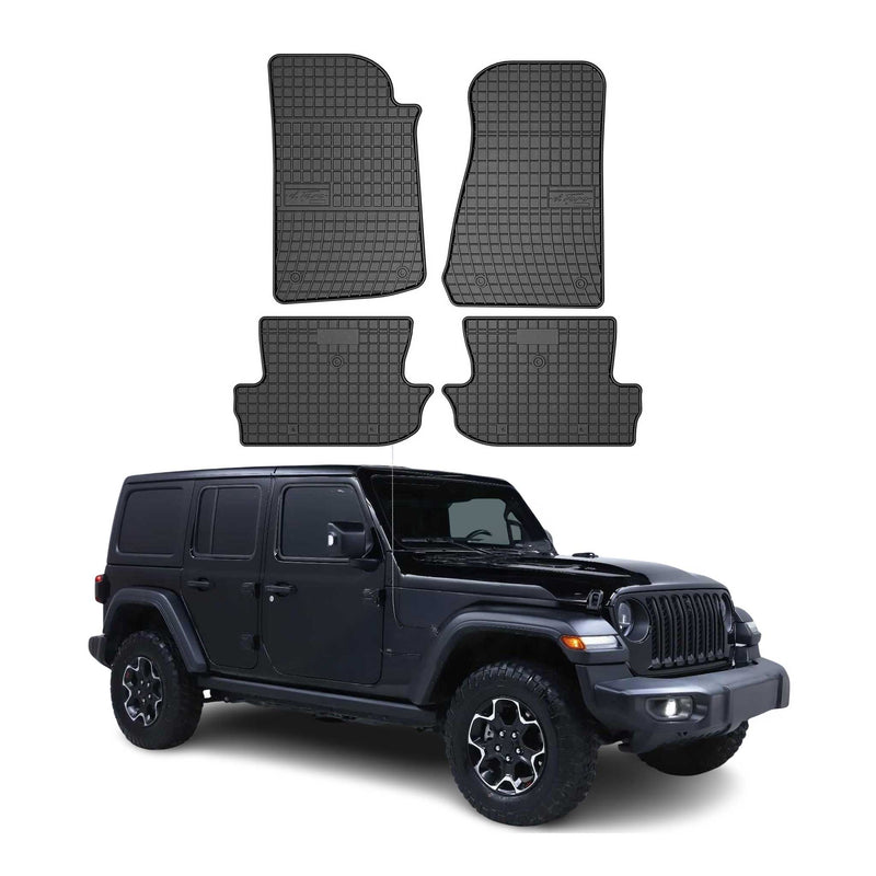Tappetini in gomma neri per Jeep Wrangler 2017-2025, 4 pezzi