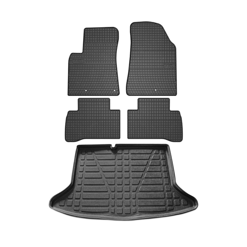 Set di tappetini e vaschetta per bagagliaio per Kia Niro 2016-2025 in gomma TPE nera 5 pezzi