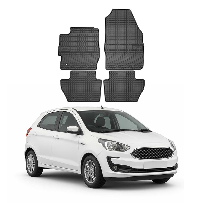 Tappetini in gomma neri per Ford Ka+ 2016-2021, 4 pezzi