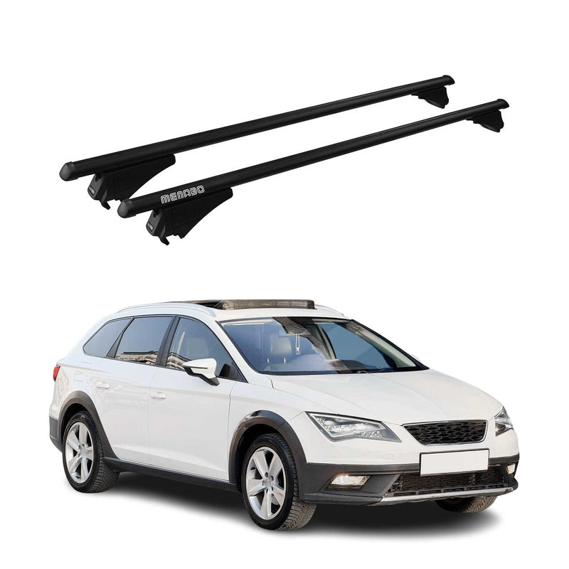 Menabo Dachträger für Seat Leon X-Perience Kombi 2014-2020 75kg Alu Schwarz 2x