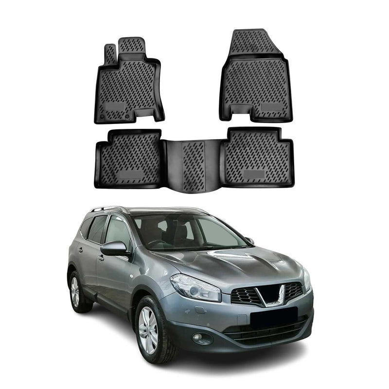 Tappetini Nissan Qashqai 2008-2014 +2 in TPE nero, 4 pezzi