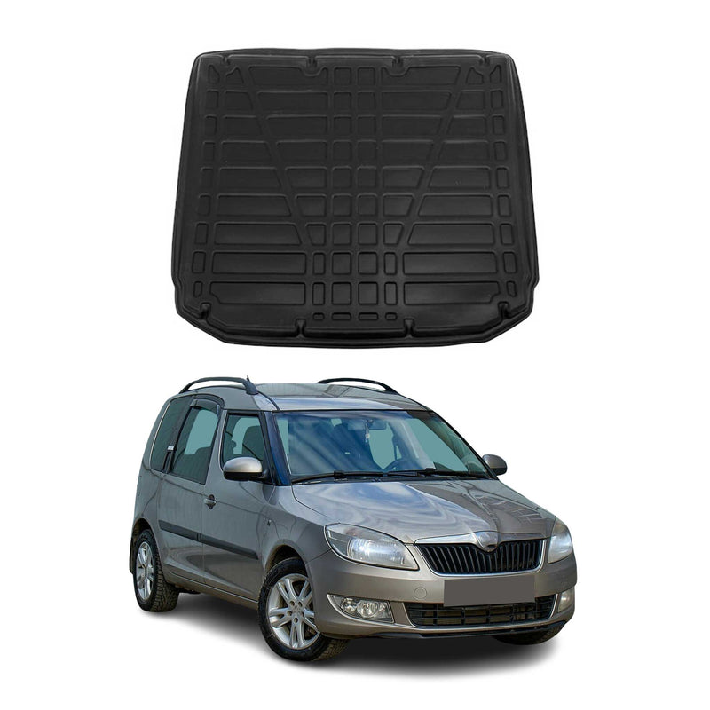 Vasca per bagagliaio per Skoda Roomster 2007-2015 Gomma TPE Nero