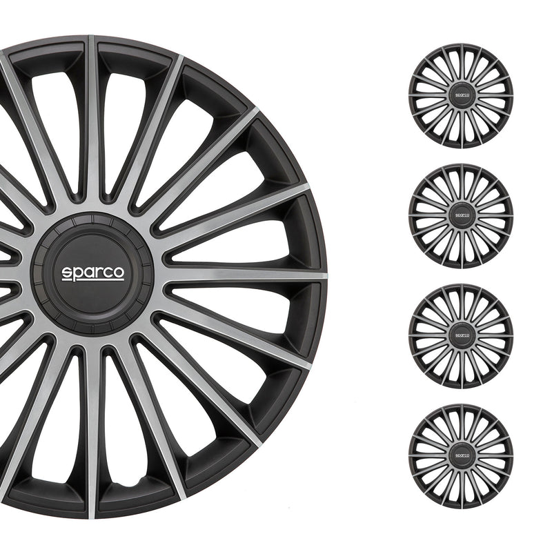 Coprimozzi Sparco 16 pollici Treviso Nero Argento 4 pezzi