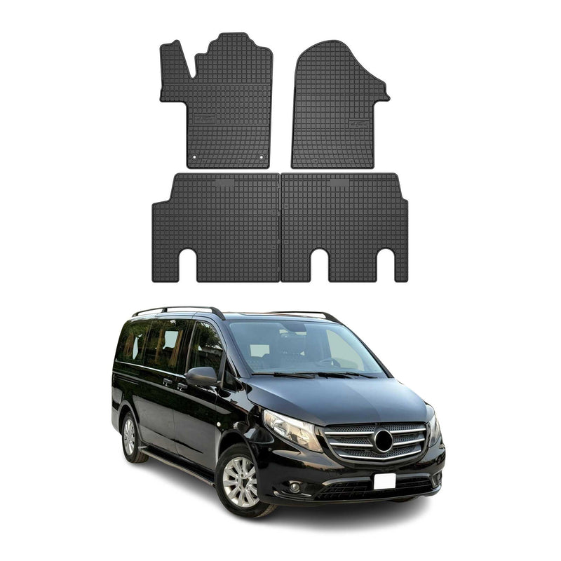 Tappetini in gomma neri per Mercedes Vito W447 2014-2025, 4 pezzi.