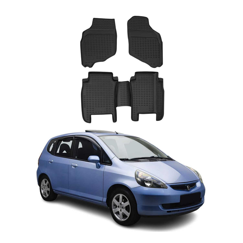 Tappetini per Honda Jazz 2001-2008 in TPE nero, 4 pezzi