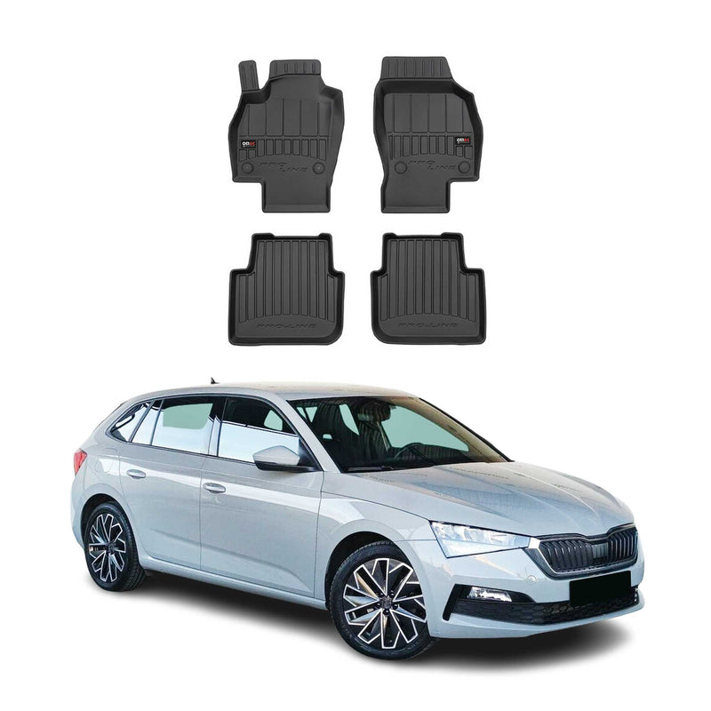 Tappetini Skoda Scala 2019-2025 in TPE nero, 4 pezzi