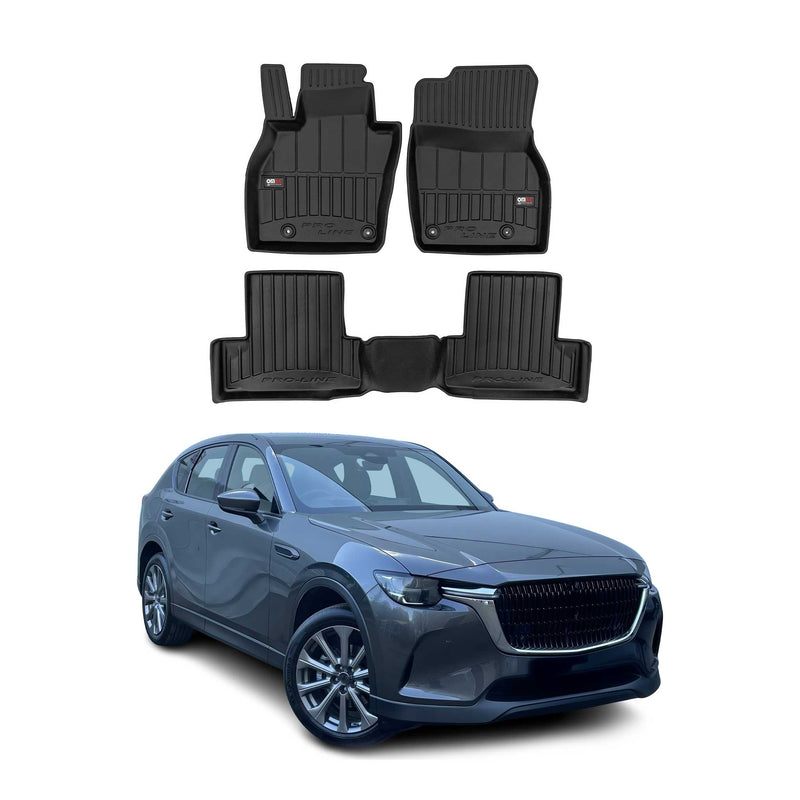 Tappetini Mazda CX-60 2022-2025 in TPE nero, 3 pezzi