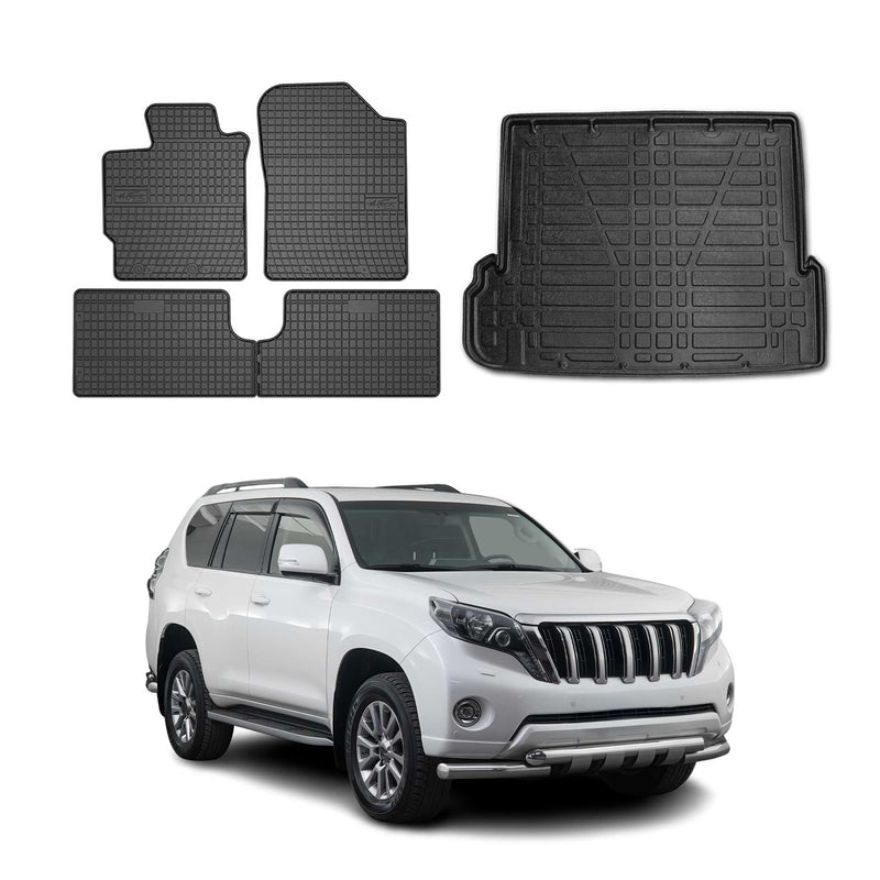 Tappetini e vaschetta per bagagliaio per Toyota Land Cruiser Prado J150 2009-2023 Gomma