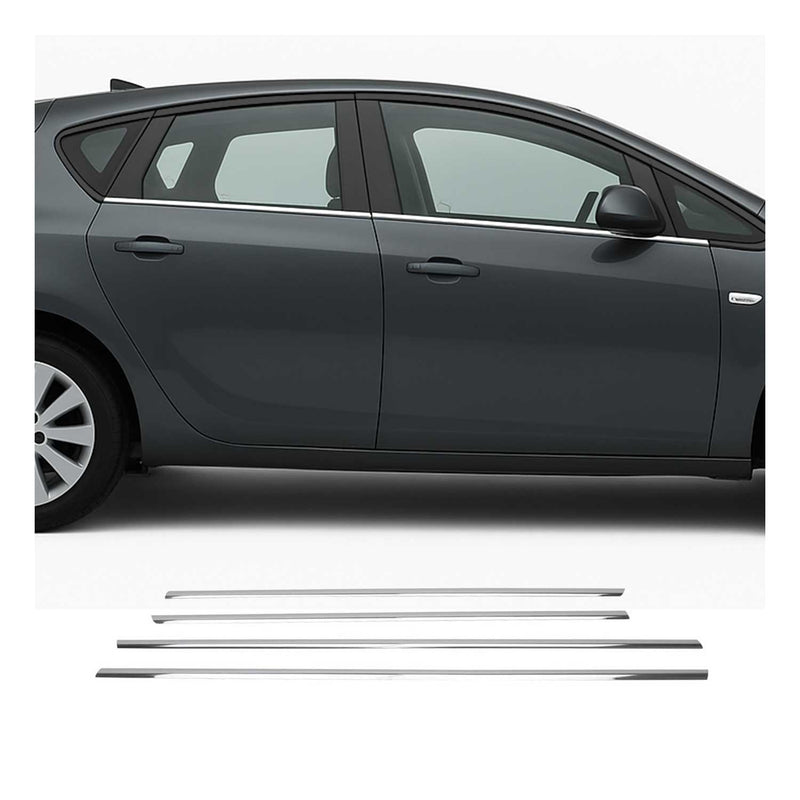 Listelli decorativi per finestrini Opel Astra J 2009-2015 in acciaio inox cromato, 4 pezzi