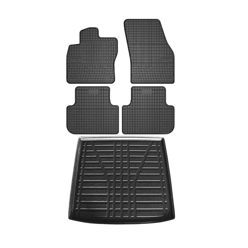Fußmatten & Kofferraumwanne Set für VW Tiguan 2016-2025 Untere Gummi Schwarz 5x