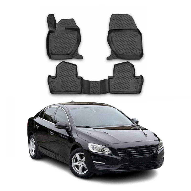Tappetini per Volvo S60 V60 2010-2018 in TPE nero, 4 pezzi