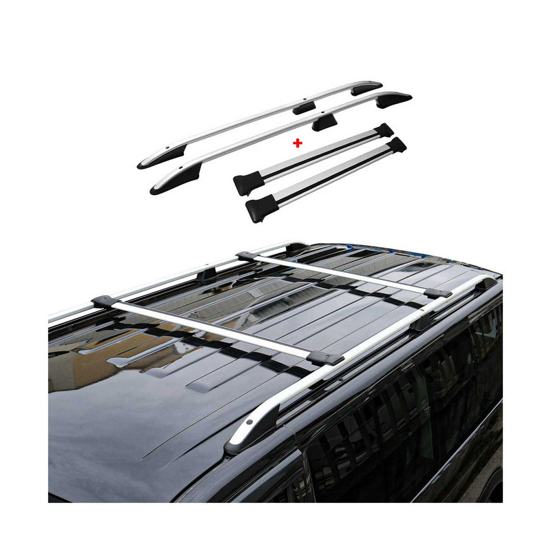 Barre portatutto + barre portatutto SET per Fiat Doblo L1 Corto 2000-2010 Alu Silver 4 pezzi