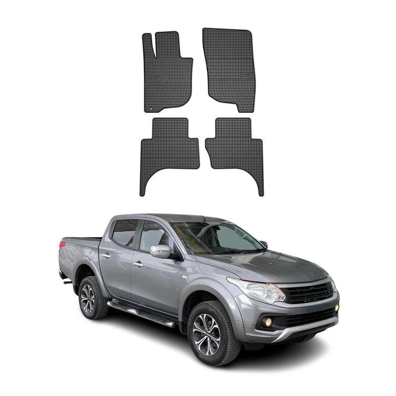 Tappetini in gomma neri per Fiat Fullback Double Cab 2015-2019, 4 pezzi