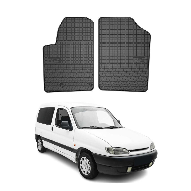 Tappetini in gomma neri per Peugeot Partner Furgon 1999-2010, 2 pezzi
