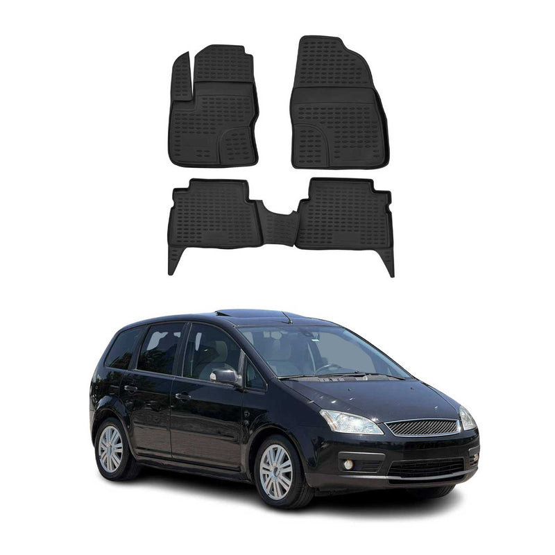 Tappetini Ford C-Max 2003-2010 in TPE nero, 4 pezzi